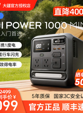 【1度电旗舰新品】大疆DJI Power 1000 Mini 移动电源220V快充便携自驾露营车载应急备用储能户外电源