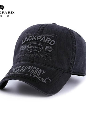 lackpard帽子男秋冬百搭棒球帽黑色全棉休闲鸭舌帽字母刺绣软顶帽