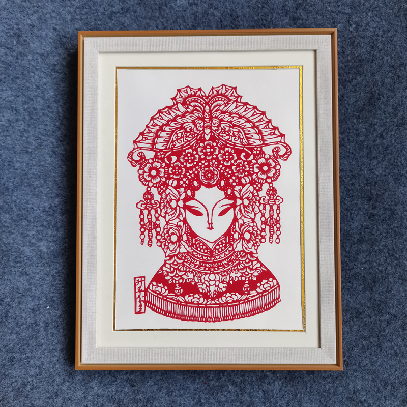 新品手工剪纸窗花中国风镜框剪纸装饰画京剧脸谱乐器仕女图戏曲n.