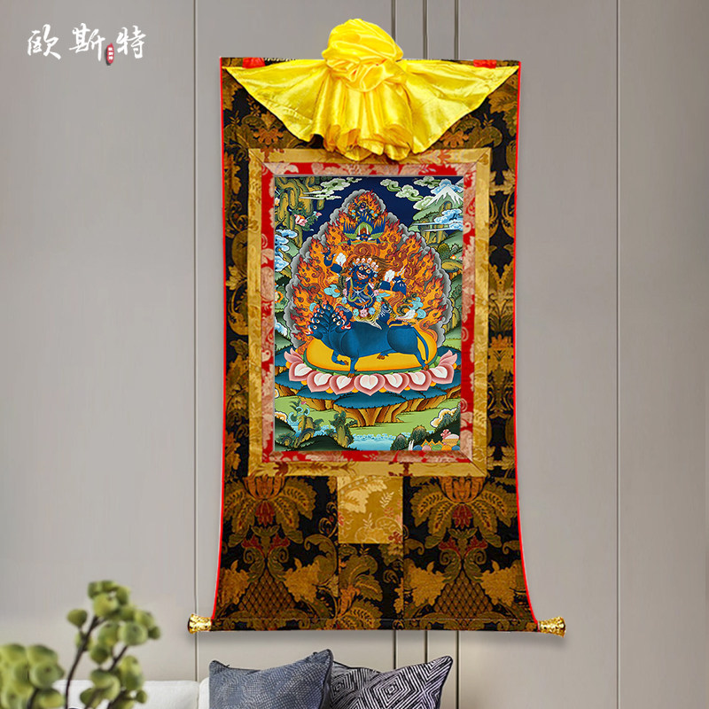 欧斯特忿怒莲师金刚铠甲矿物颜料唐卡室内家用墙壁玄关装饰挂画,家居饰品,现代装饰画,淘宝优惠券,粉丝福利购,淘宝优惠卷