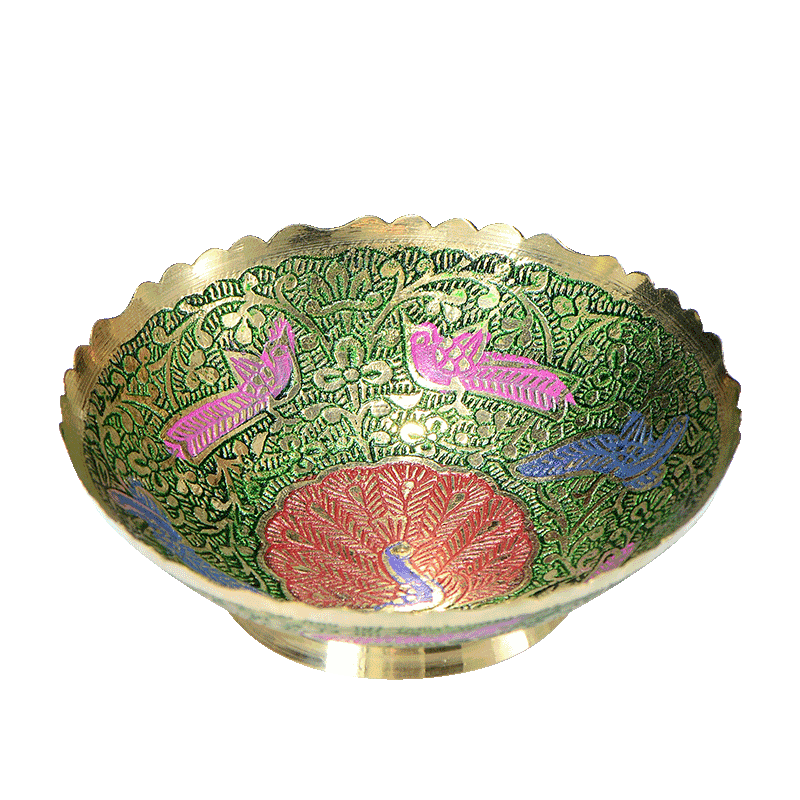 欧斯特家居摆件果盘手工彩绘铜