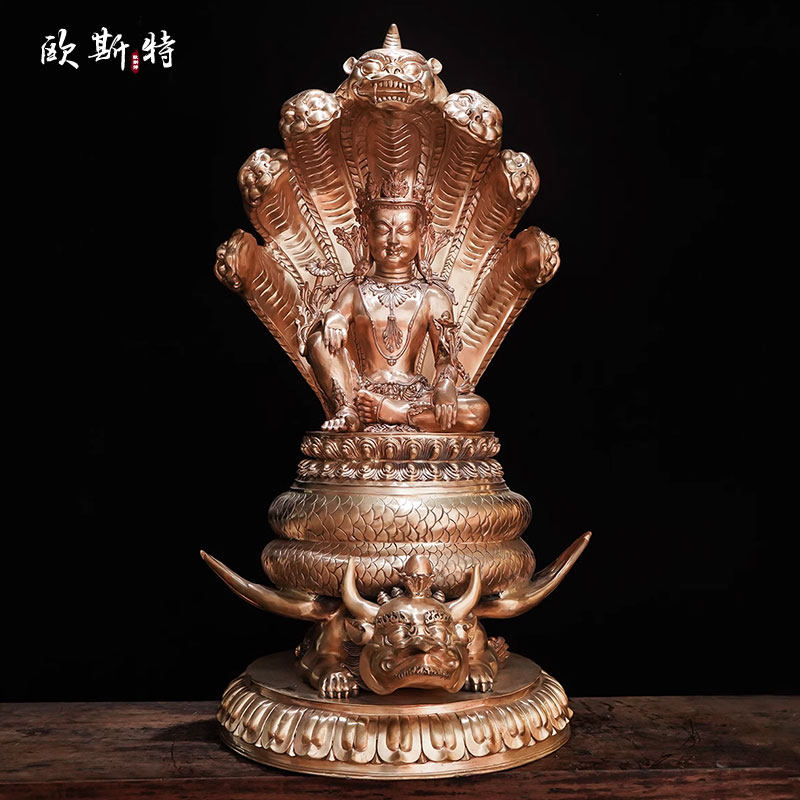 欧斯特紫铜雕花《龙尊上佛》室内家用《龙种上尊王佛》铜像摆件