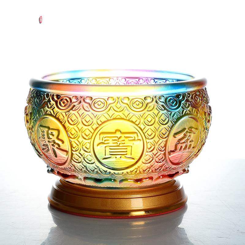 琉璃元寶聚寶盆前臺擺件