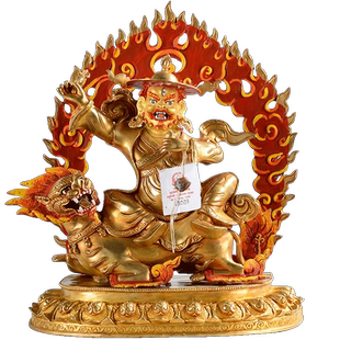 宁玛三根本铜像摆件 家用尼泊尔手工铜全鎏金一髻雕像 啦呼啦一套