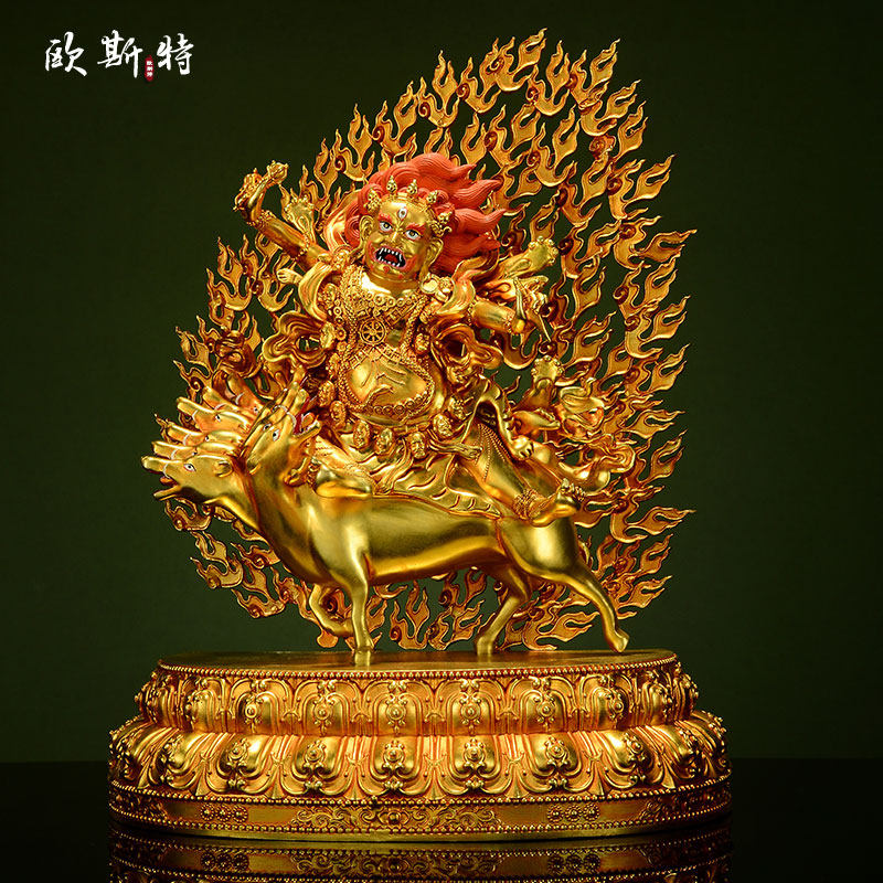 全鎏金金刚铠甲铜像摆件