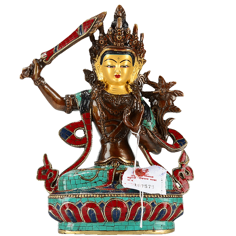 手工7寸铜像摆件松石镶嵌