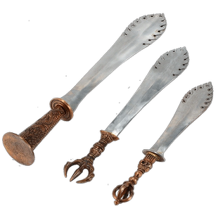 欧斯特文殊剑摆件尼泊尔手工上铜下铁五股金刚杵文殊智慧剑未开刃