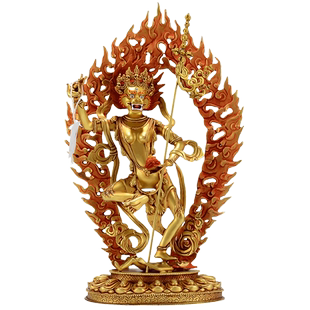 欧斯特《狮面空行母铜像摆件13寸》复刻尼泊尔工艺品铜鎏金铜器