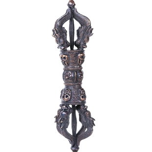 欧斯特 五股金刚杵尼泊尔手工铜做旧龙纹雕花居家佛具供具摆件