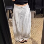 新款 2026夏季 大码 显瘦薄款 韩版 阔腿裤 洋气百搭高级质感白色休闲裤