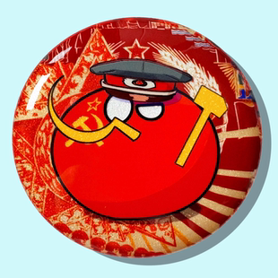 周边胸章双闪 美术猫映画波兰球IP