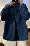 春季新款工装口袋日系长袖衬衣水洗宽松男牛仔衬衫Q151-P65控88，男装衬衫，星座617A-5（原A405）