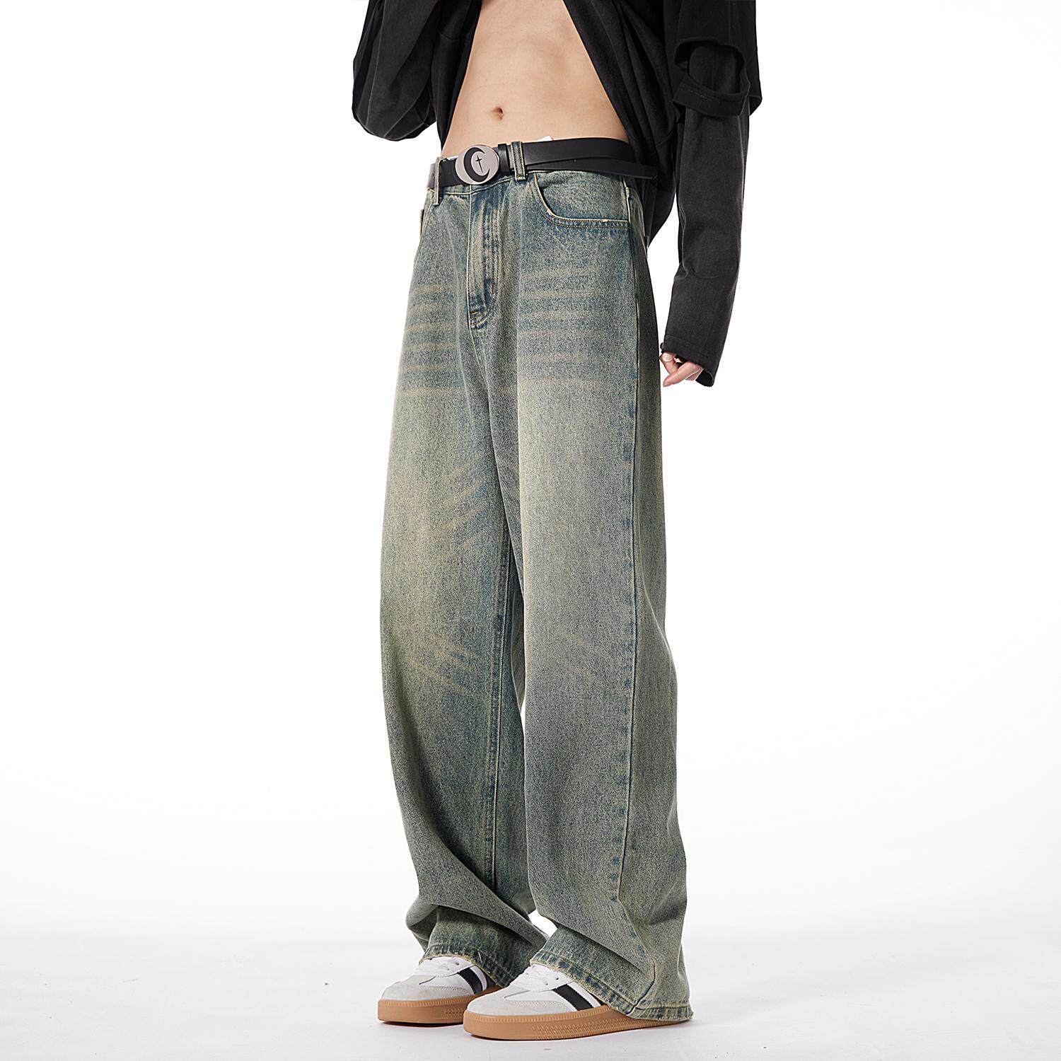 直筒牛仔裤黄泥色潮牌复古水洗美式H786-P65控88，男装牛仔裤，星座617A-5（原A405）