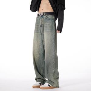 直筒牛仔裤黄泥色潮牌复古水洗美式 H786-P65控88，男装牛仔裤，星座617A-5（原A405）