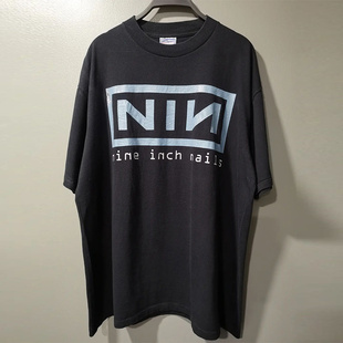 复古摇滚VTG高街重磅纯棉短袖 Nails九寸钉乐队美式 t恤 Inch Nine
