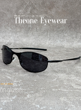 椭圆偏光复古黑框黑片墨镜