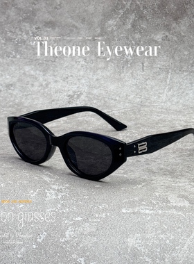 复古猫眼偏光墨镜女高级感小框