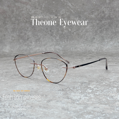 140mm超轻纯钛复古猫眼无框眼镜