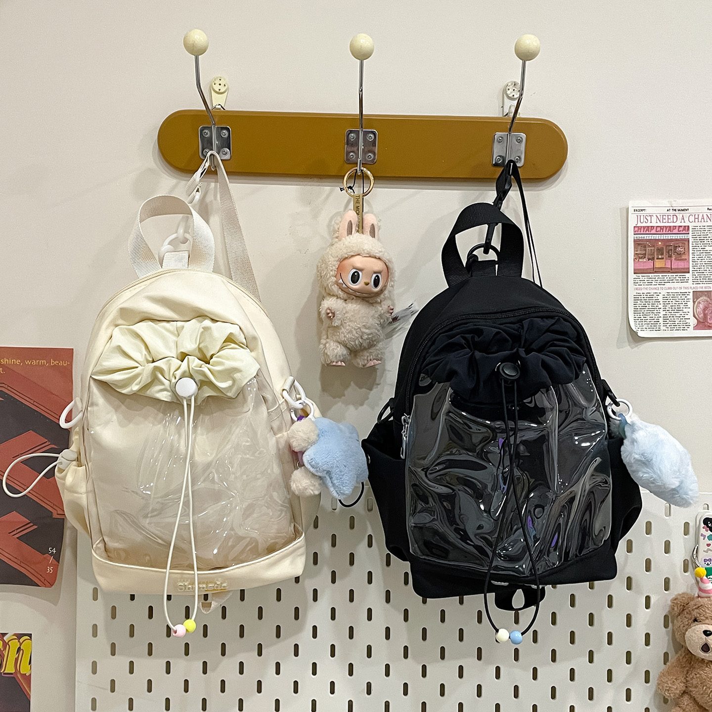 可爱痛包日系书包吧唧透明大容量学生学院少女背包双肩包拉娃娃包