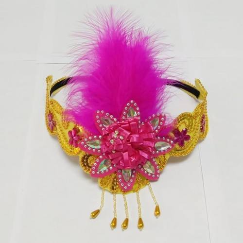 新款羽毛舞蹈头饰演出秧歌广场新疆古典舞民族跳舞头戴式表演头花