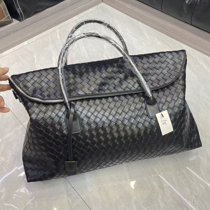 时尚休闲男女真皮质感手提包个性编织单肩斜挎包短途行李袋旅行包