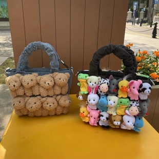 香港大牌爆款网红同款小熊包个性公仔包单肩斜挎手提包化妆女包