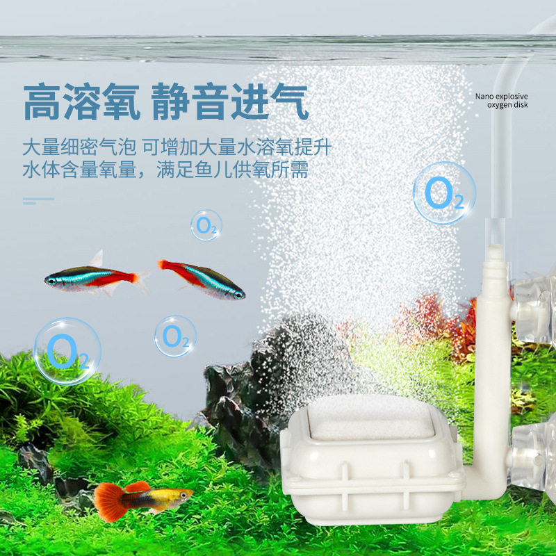 鱼缸空气雾化器草缸虾缸接氧气泵氧气纳米气盘水族低压气泡细化器