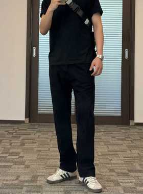 纯黑牛仔裤男女高端美式高街复古潮流休闲纯棉板正百搭显瘦直筒裤