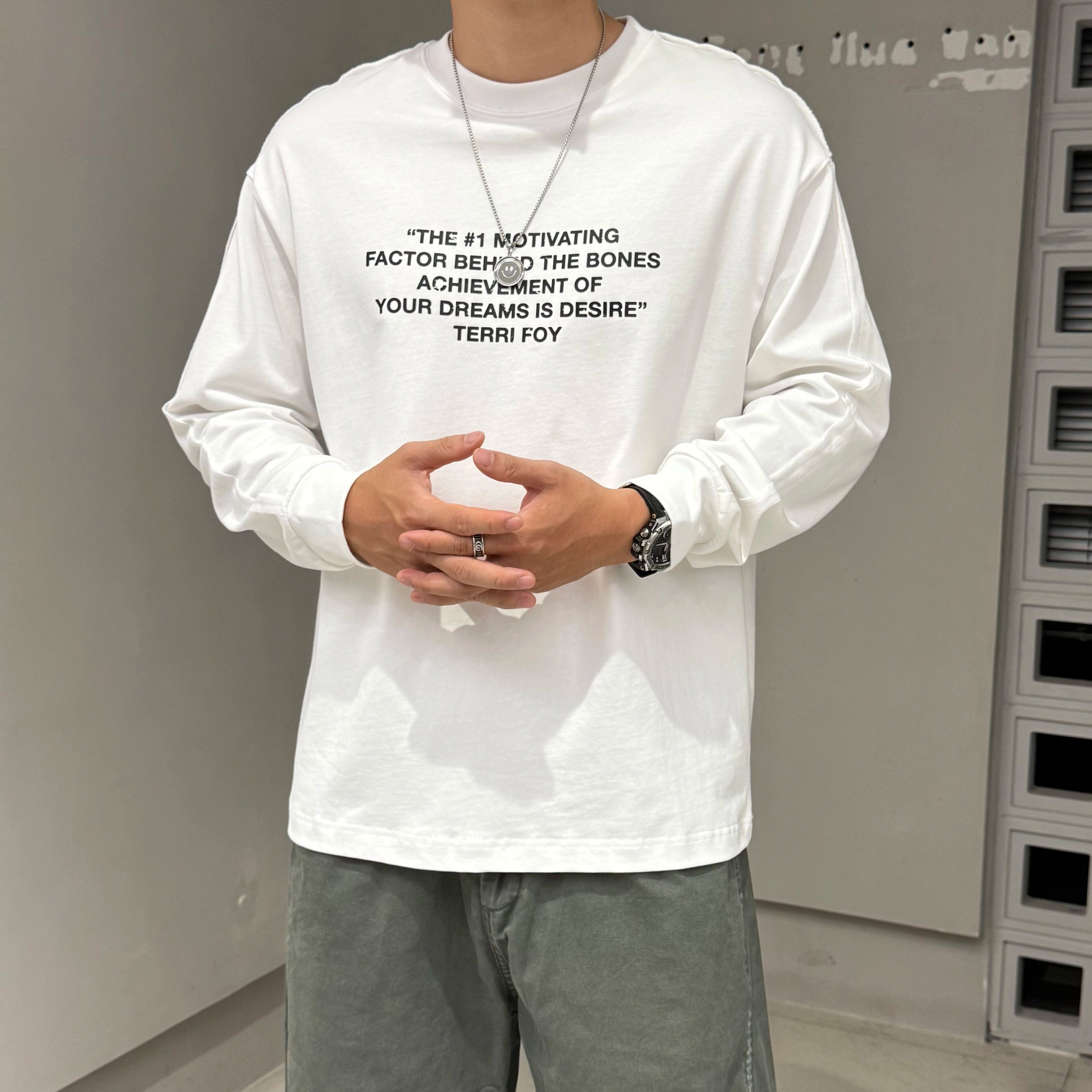 潮牌秋冬季长袖T恤男生纯棉卫衣