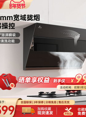 红日抽油烟机厨房家用大吸力智能自动清洗侧吸油烟机新品JED19H
