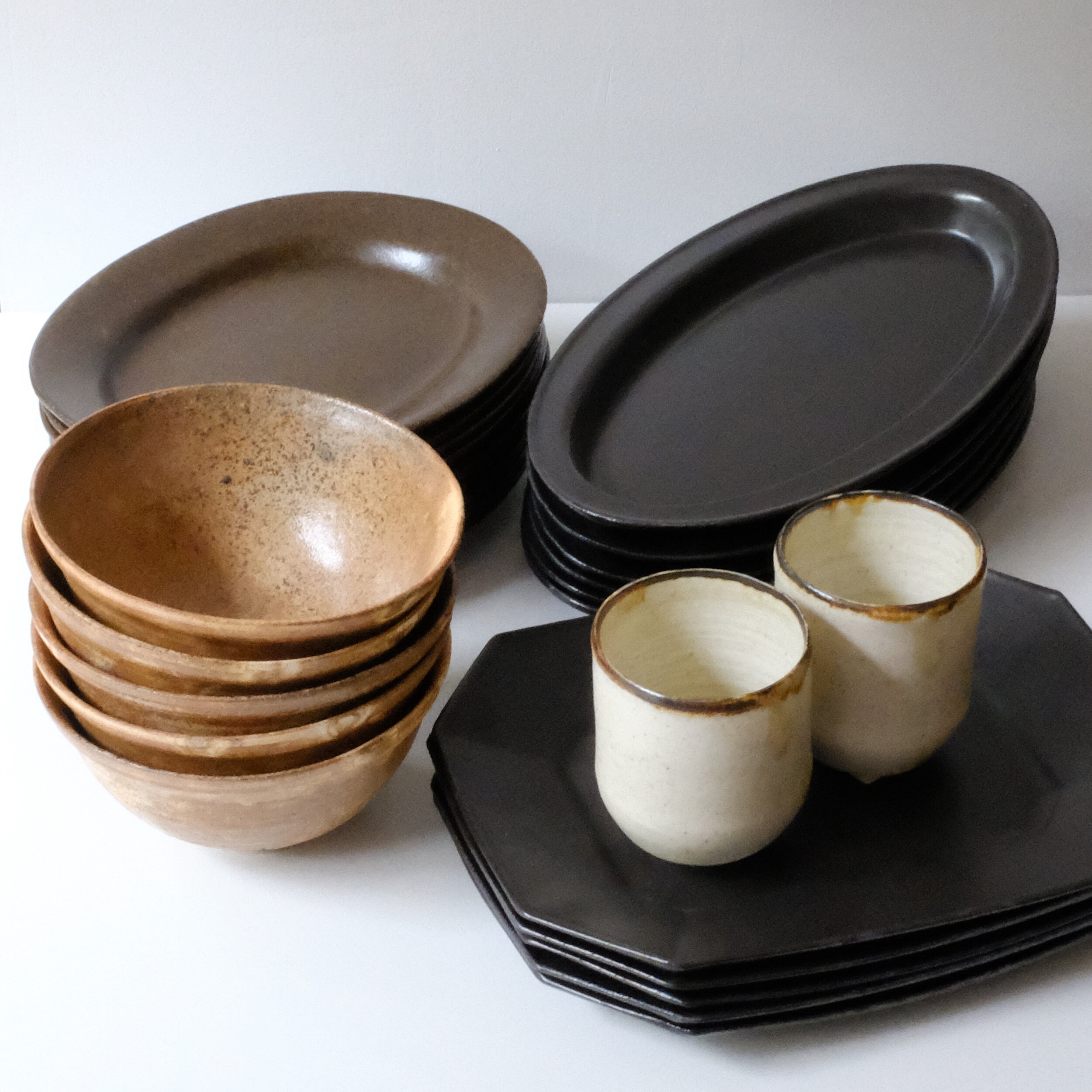 Paseo｜现货 六入手作合集 椭圆盘土豆盘粉引碗粗陶餐具百搭多款