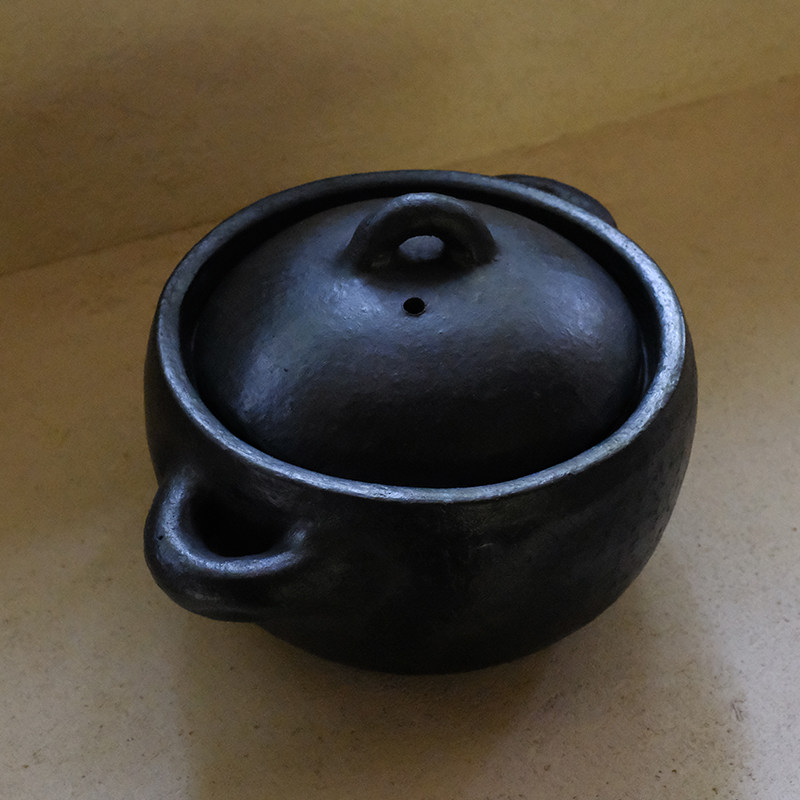 藏区黑陶纯手工明火圆锅