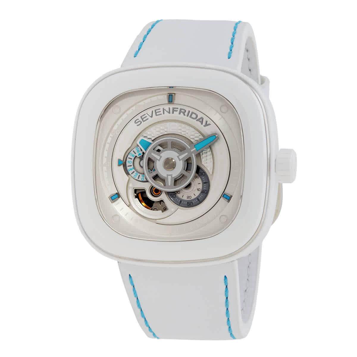 SevenFriday七个星期五P系列Curacao自动机械白色表盘男士手表