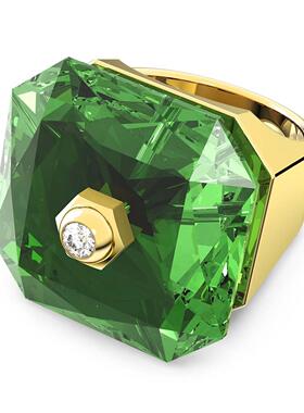 Swarovski施华洛世奇Numina鸡尾酒戒指绿色八角切割锆石指环