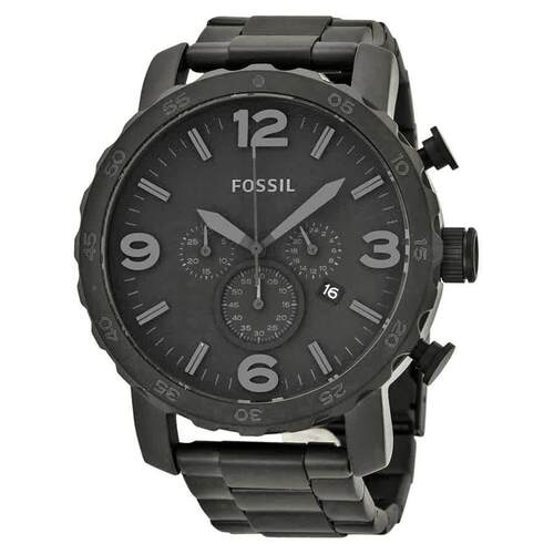 Fossil FSJR1401 Nate计时表黑色表盘Ion镀男士手表Choose