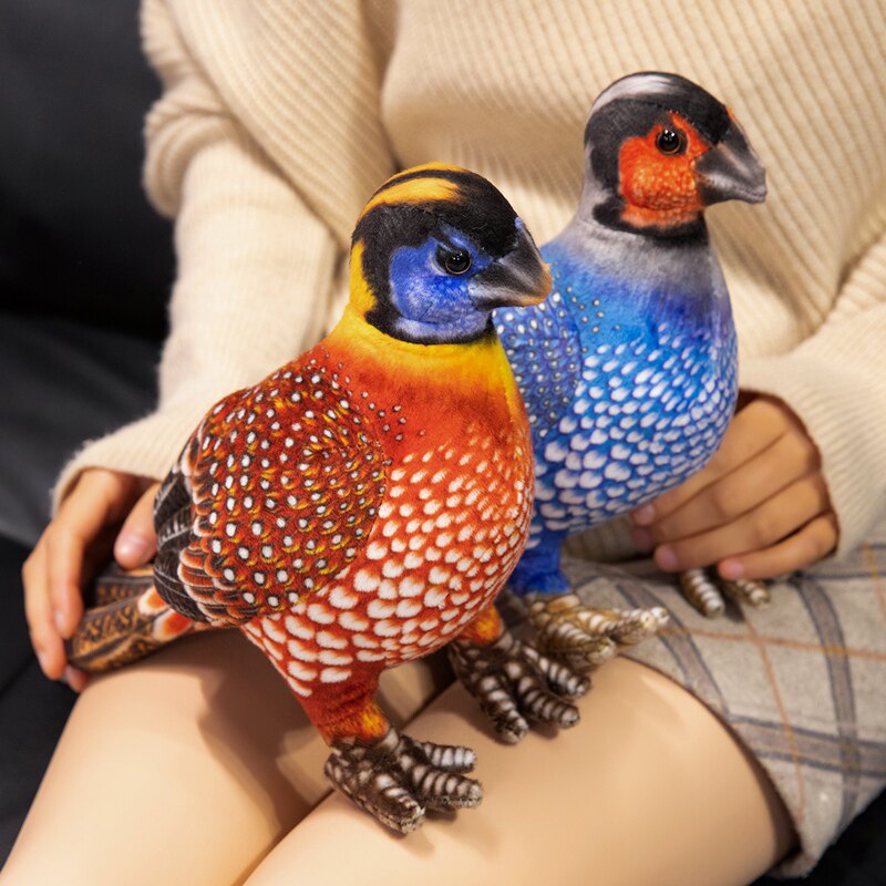 跨境仿真鸟类珍珠鸡毛绒玩具野生动物园玩偶公仔儿童礼物居家摆件