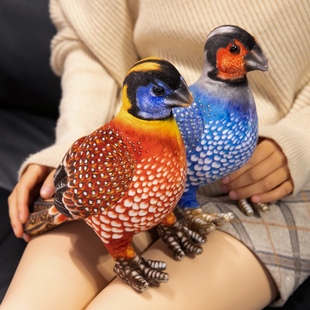 跨境仿真鸟类珍珠鸡毛绒玩具野生动物园玩偶公仔儿童礼物居家摆件