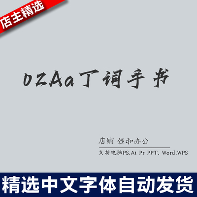 设计师中文字体复古隶书02Aa丁词手书 PS/Procreate/Cad素材