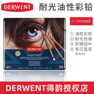 英国DERWENT得韵Lightfast6901耐光性绘画彩色铅笔艺考写真肖像