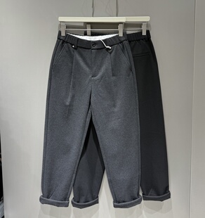 高端轻奢极简垂感磨毛休闲裤 男秋冬韩系柔糯宽松百搭小直筒羊毛裤