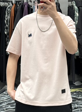 EXO夏季男简约小字母刺绣圆领短袖T恤韩版百搭弹力修身薄款半袖潮