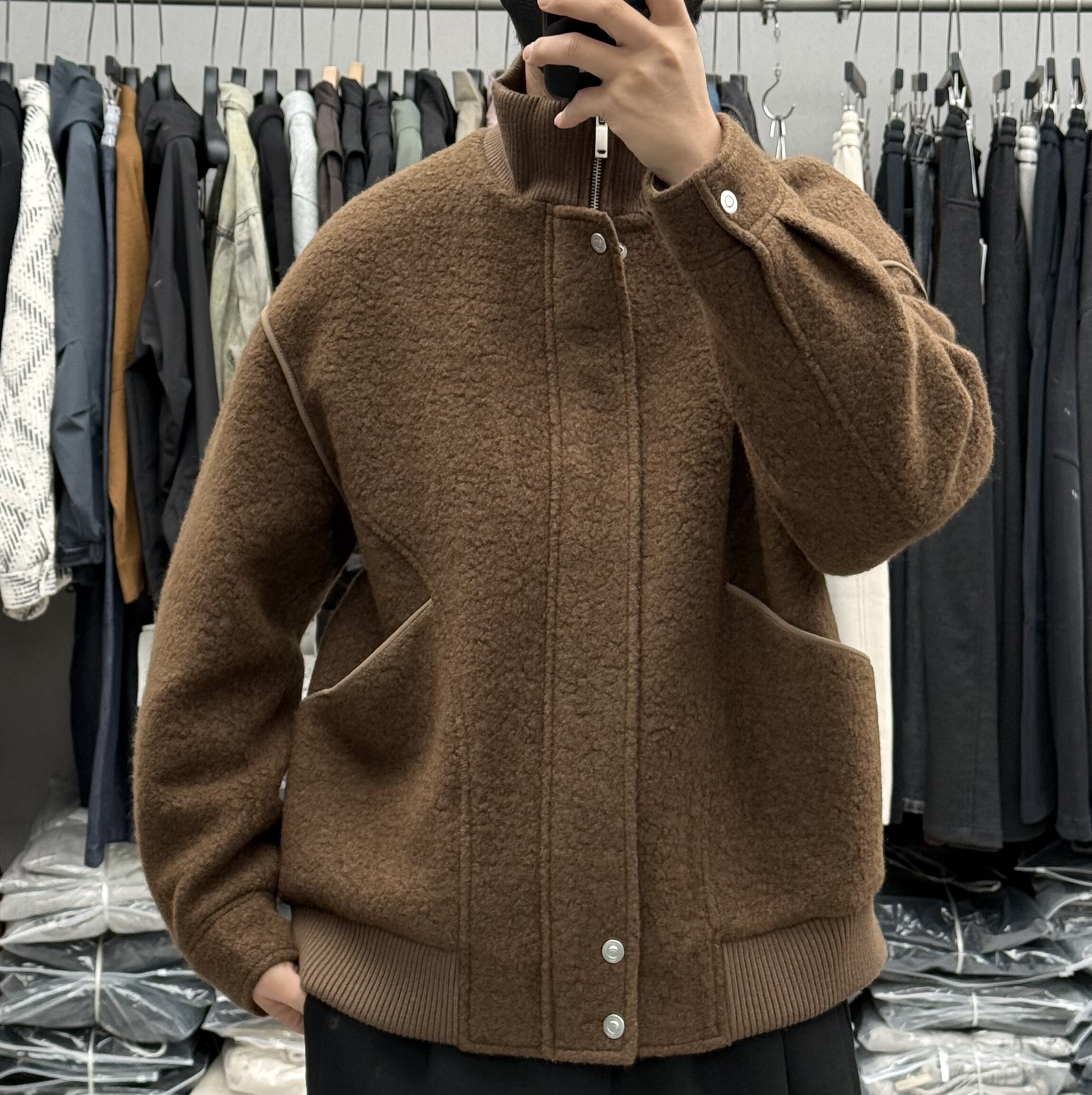 美式高级感复古立领羊毛呢羽绒服男冬季加厚保暖宽松休闲百搭外套,男装,羽绒服,淘宝优惠券,粉丝福利购,淘宝优惠卷