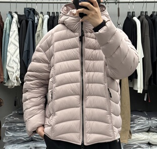 户外轻量化排骨绗缝连帽羽绒服男冬季加厚保暖双拉链90白鸭绒外套