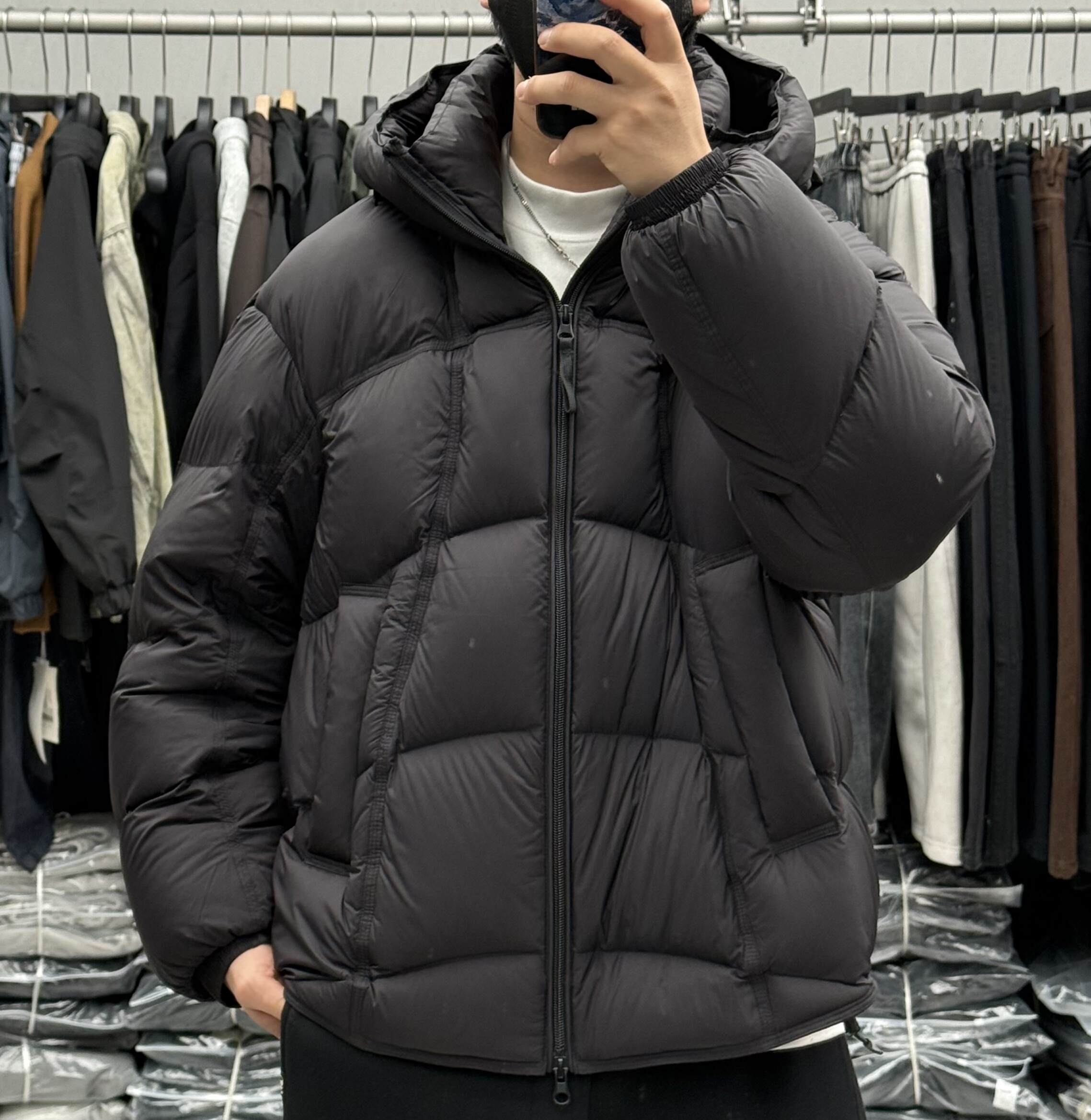 226g高充绒辑格衔缝连帽羽绒服男冬季加厚保暖防寒轻便面包服外套