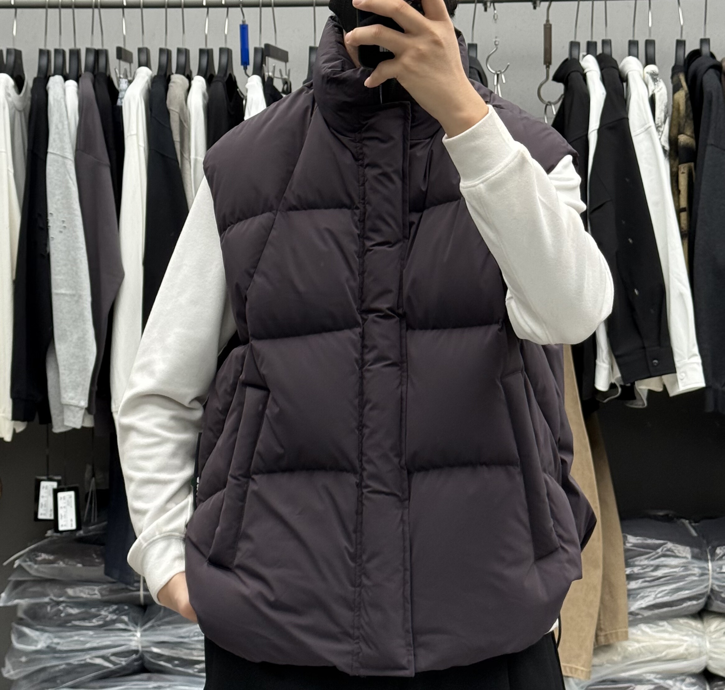 圆弧下摆工装立领90白鸭绒羽绒马甲男冬季加厚保暖御寒面包服背心