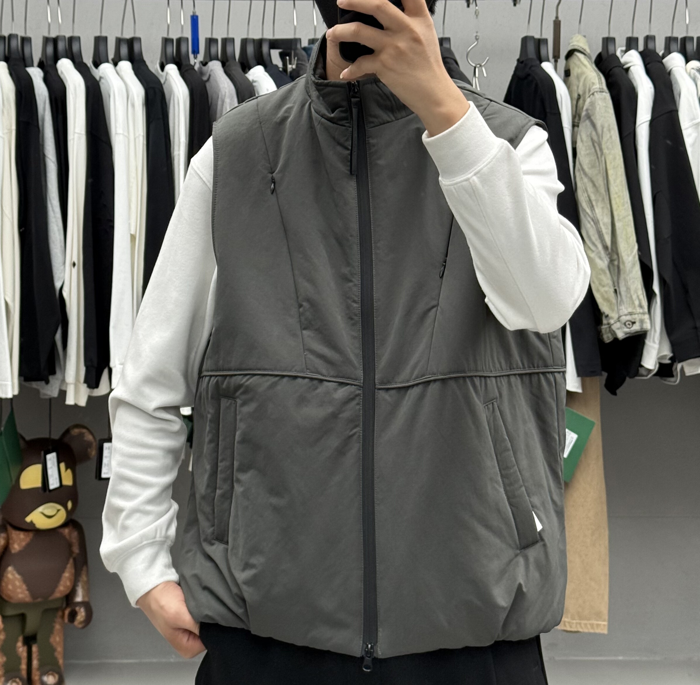 日系户外简约工装立领加厚棉衣马甲男秋冬宽松保暖绵羊毛背心外套