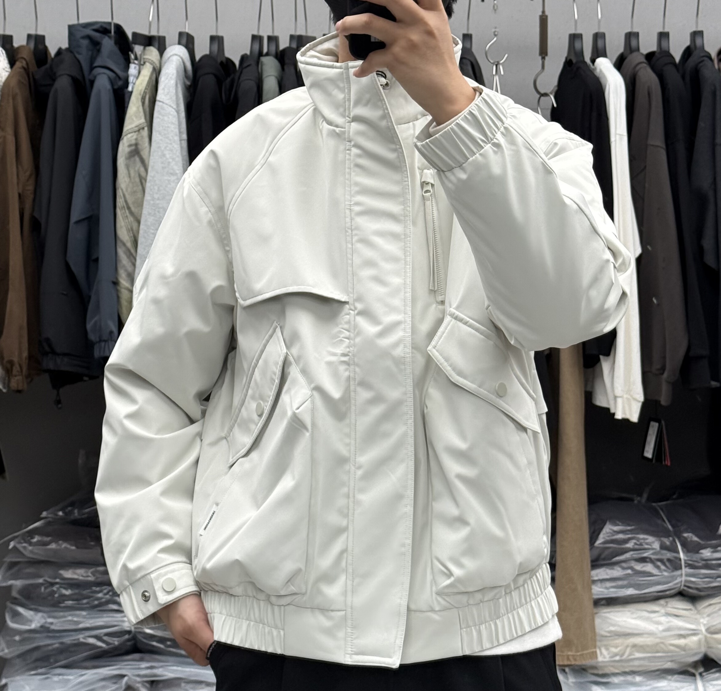 2025冬季男户外三防机能风立领冲锋衣羽绒服美式休闲宽松保暖夹克