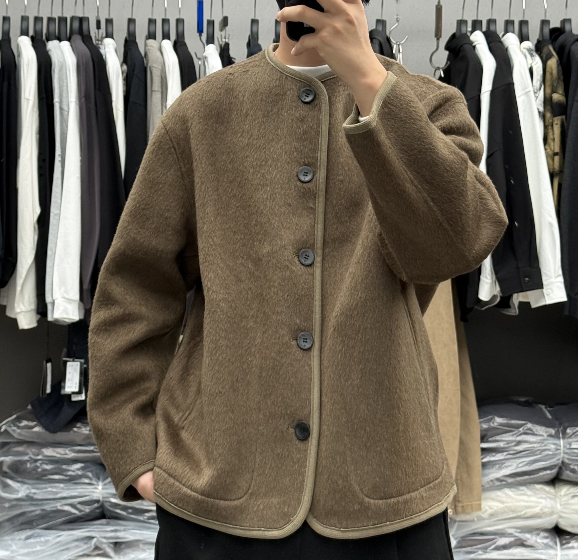 高介秋冬男高级感复古圆领双面羊毛呢大衣韩系轻奢保暖骆驼绒外套