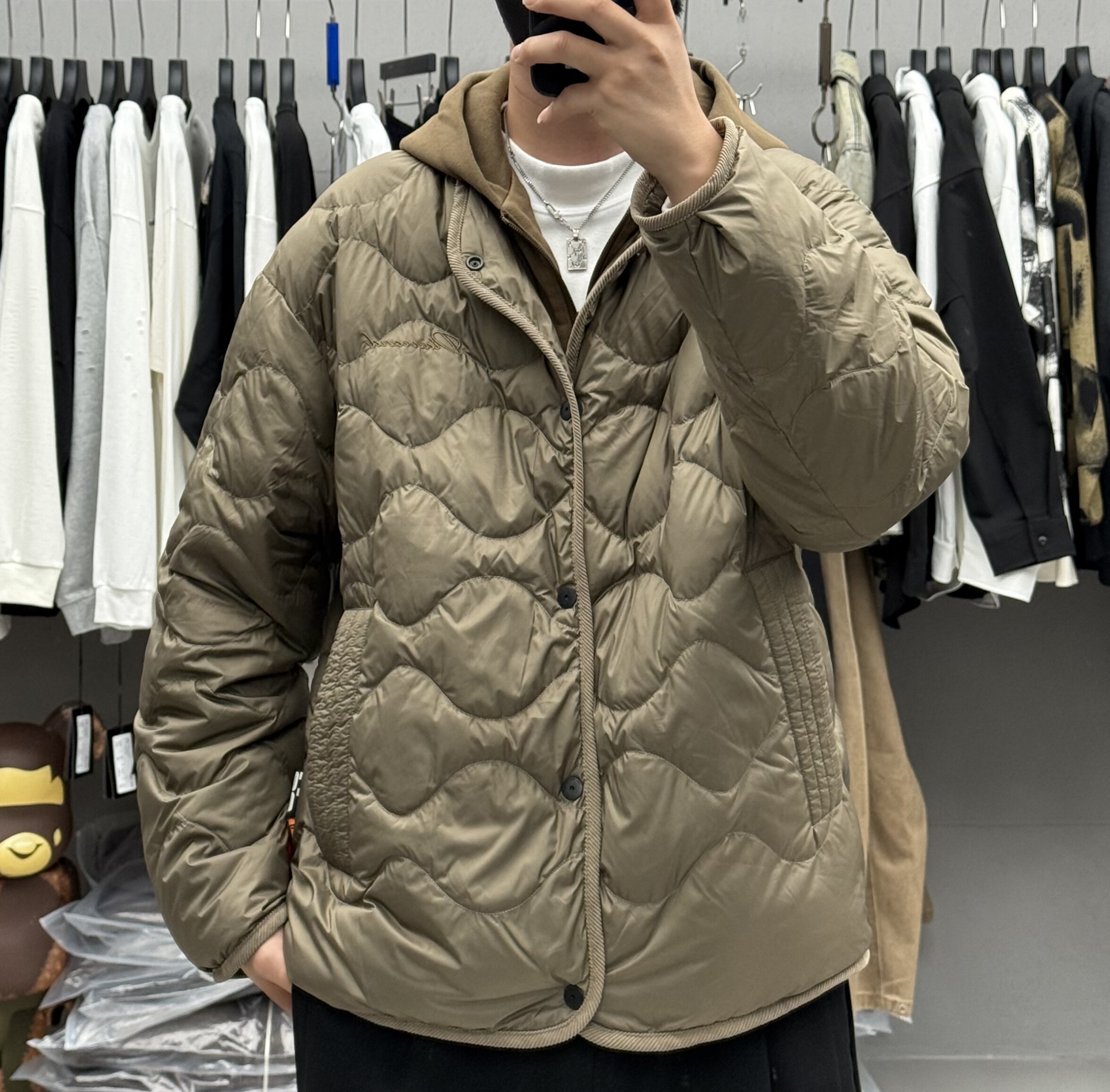 户外假两件拼接葫芦格连帽羽绒服男冬季休闲保暖轻薄90白鸭绒外套