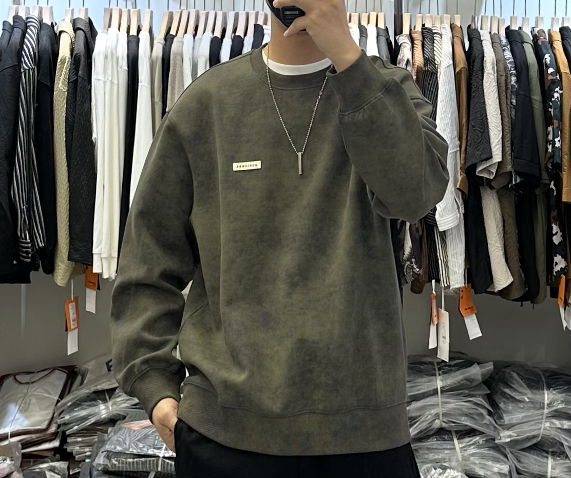 宿冶2025春季男个性扎染渐变色圆领套头卫衣美式高街宽松痞帅上衣